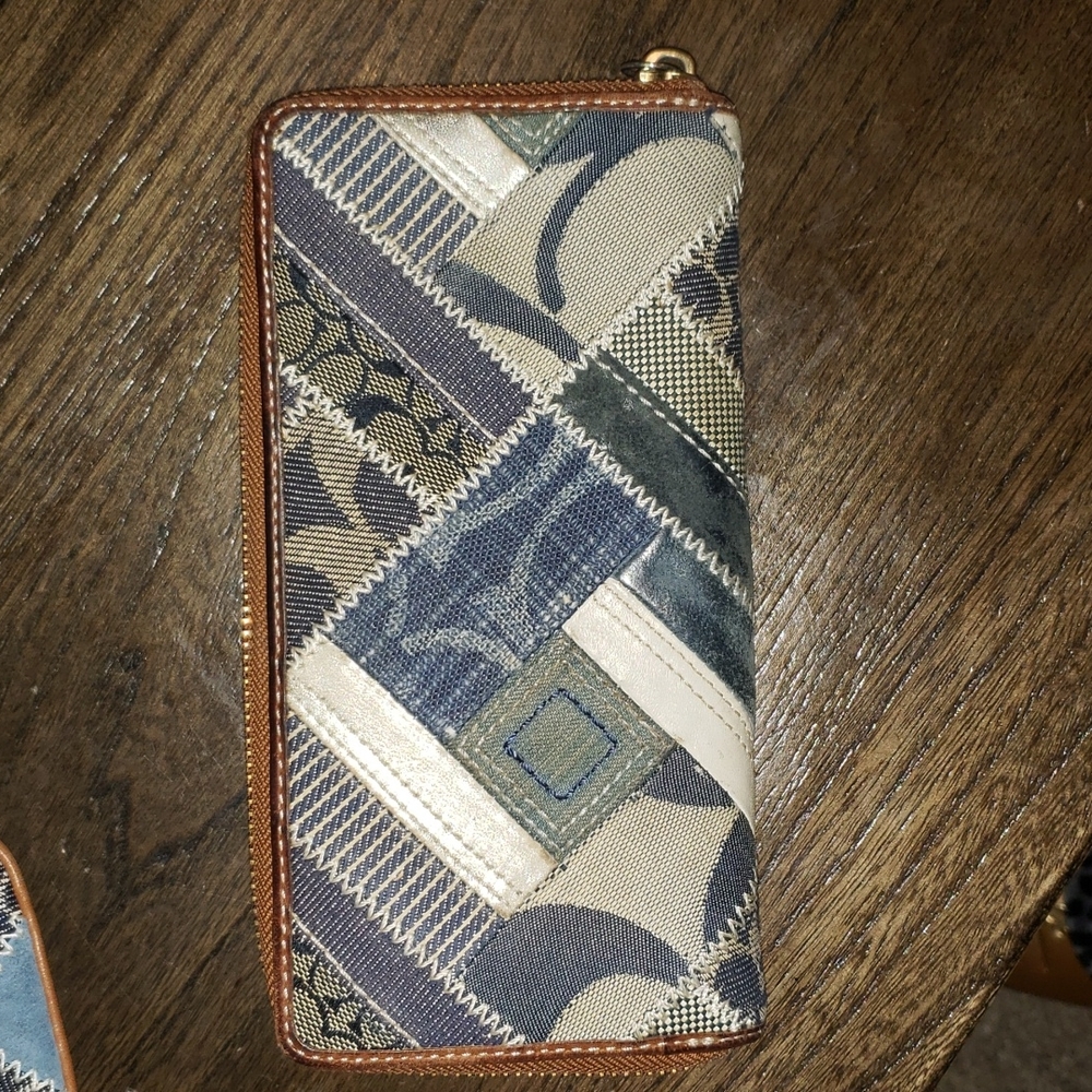 Coach Denim Patchwork Zip Around Large Wallet - image 3